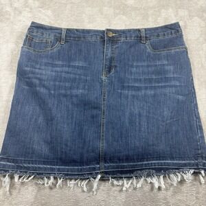 Christopher & Banks Jean Skirt Women's Size 16 Blue Denim Shorts Mini Skirt